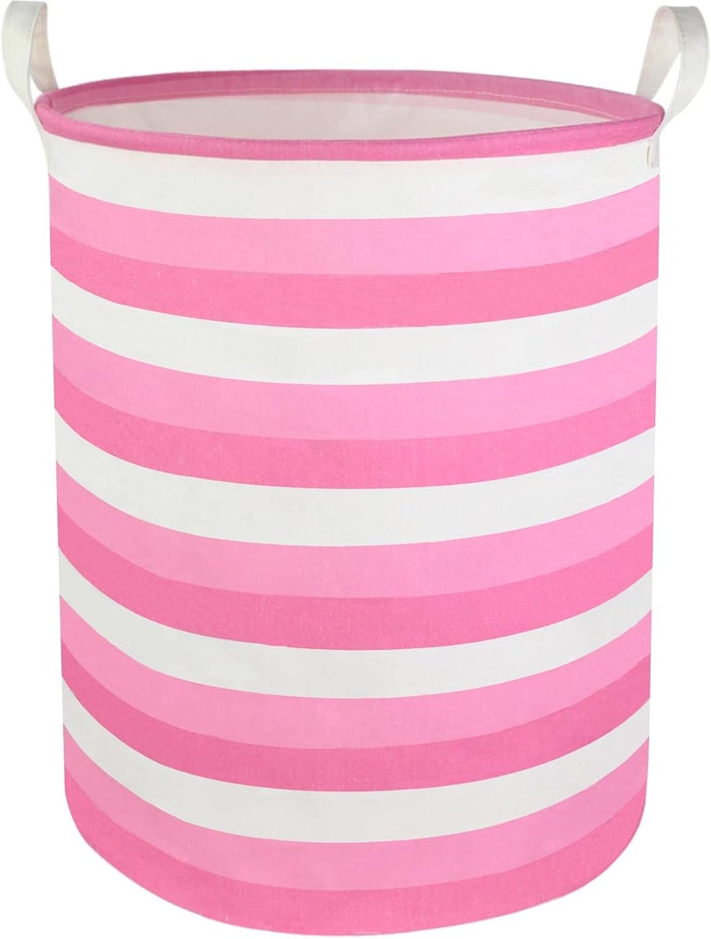 CLOCOR Pink Laundry Basket,Baby Girl Clothes Hamper for Nursery,Collapsible Toy Storage Bin with Handles, Room Decor,Waterproof Storage Basket(Pink Hamper) - Image 1